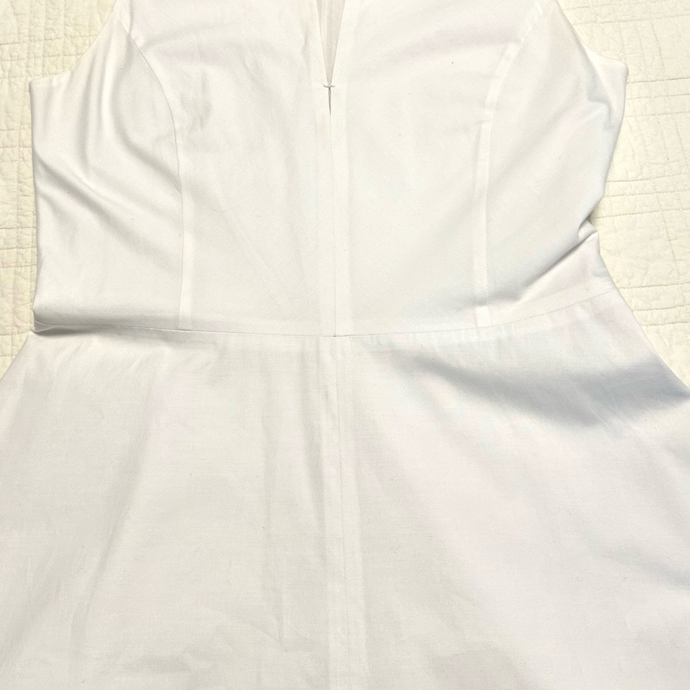 🆕THEORY Poplin White Sleeveless Collared Flare Shirt Dress. Size 6 - Picture 7 of 10